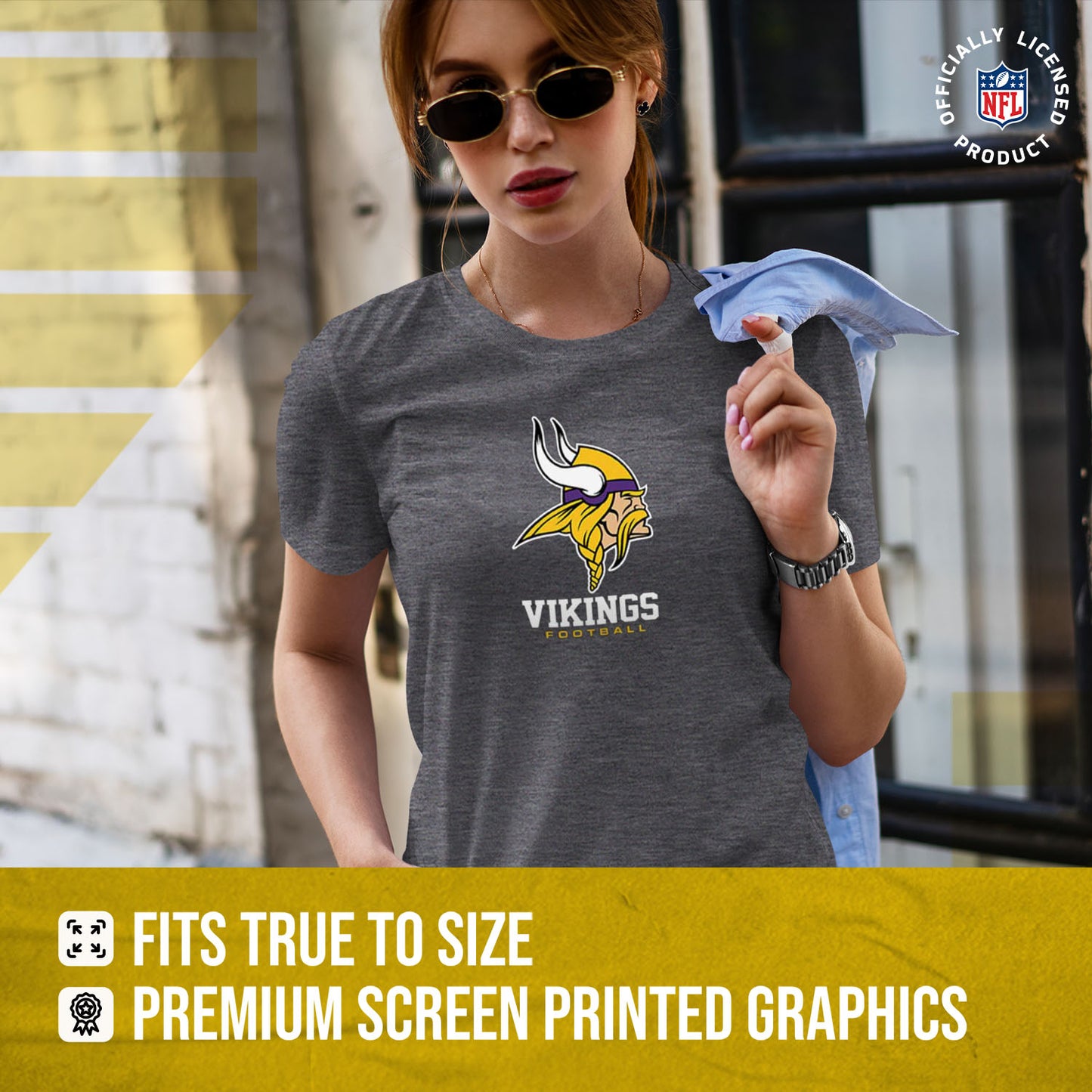 Minnesota Vikings Women's NFL Ultimate Fan Logo Short Sleeve T-Shirt - Charcoal