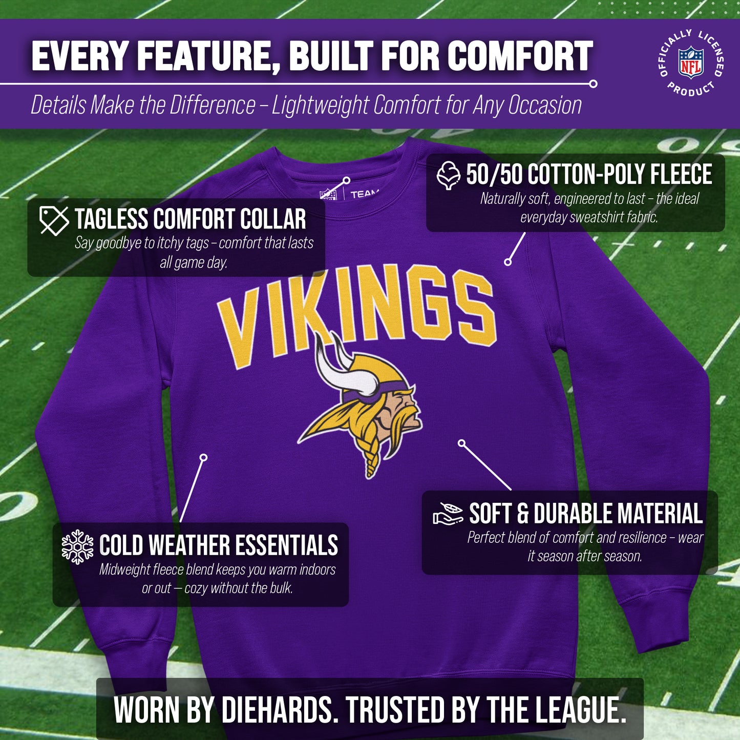 Minnesota Vikings NFL Home Team Crew - Purple