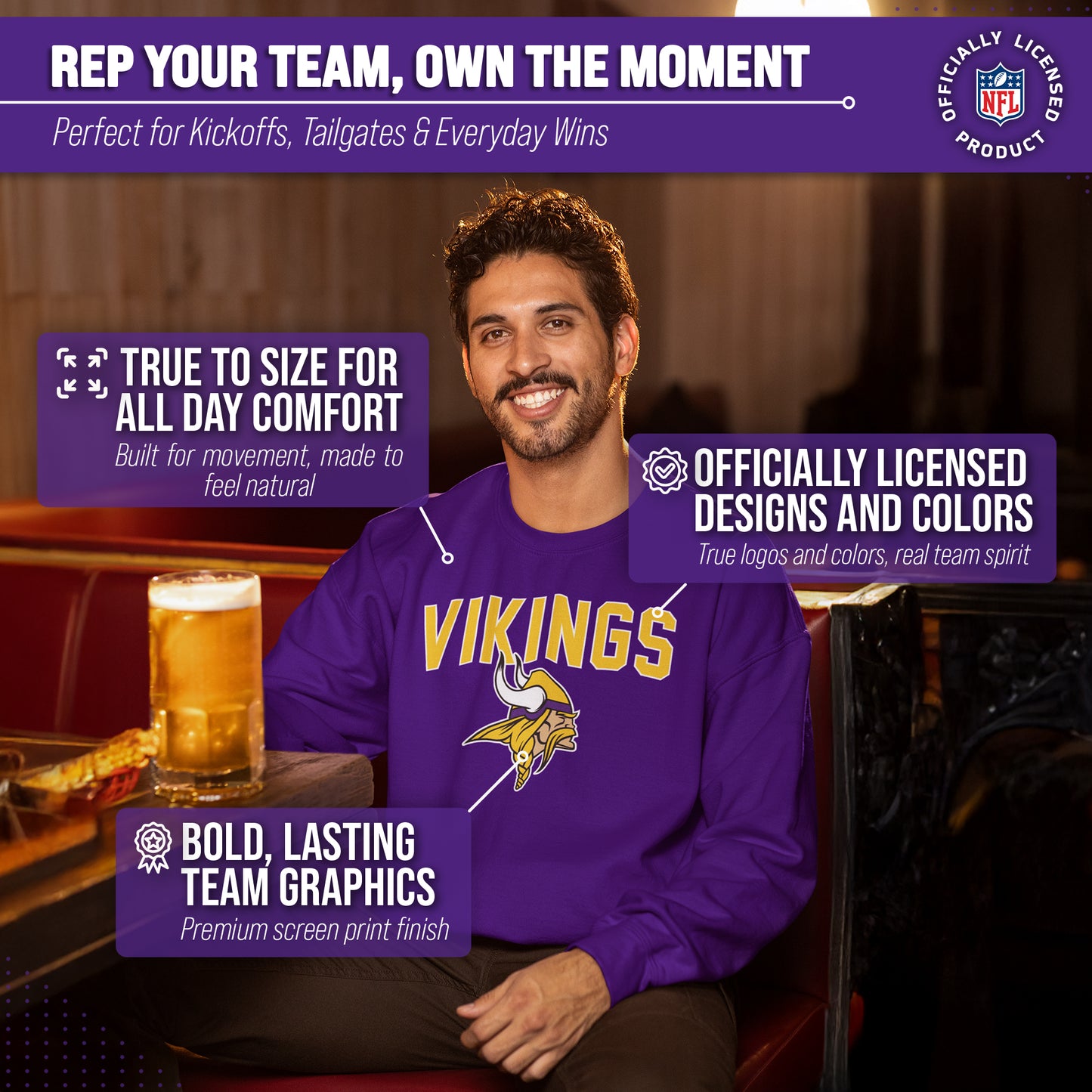 Minnesota Vikings NFL Home Team Crew - Purple