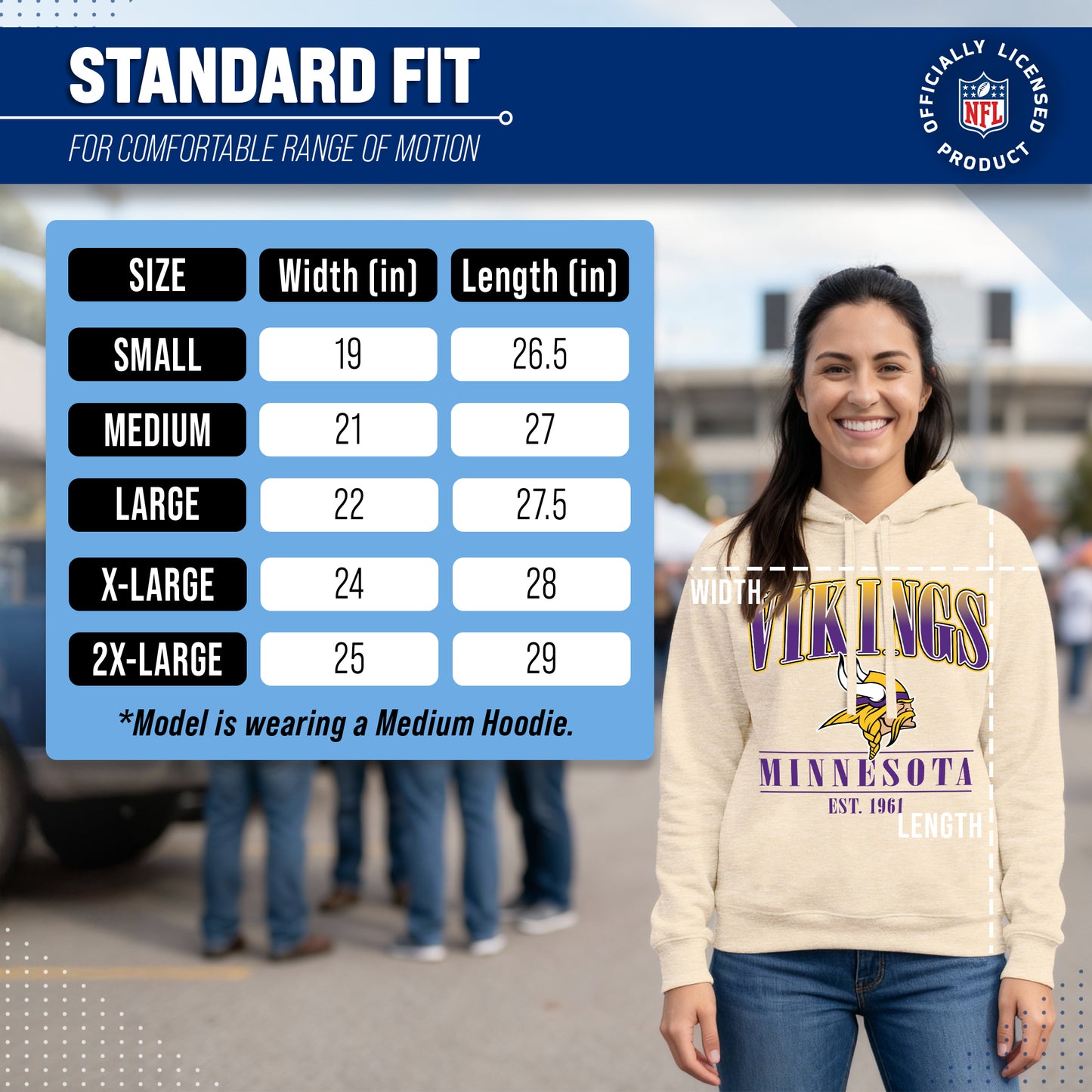 Minnesota Vikings Ladies NFL Starstruck Fleece Pullover Hooded Sweatshirt - Cream