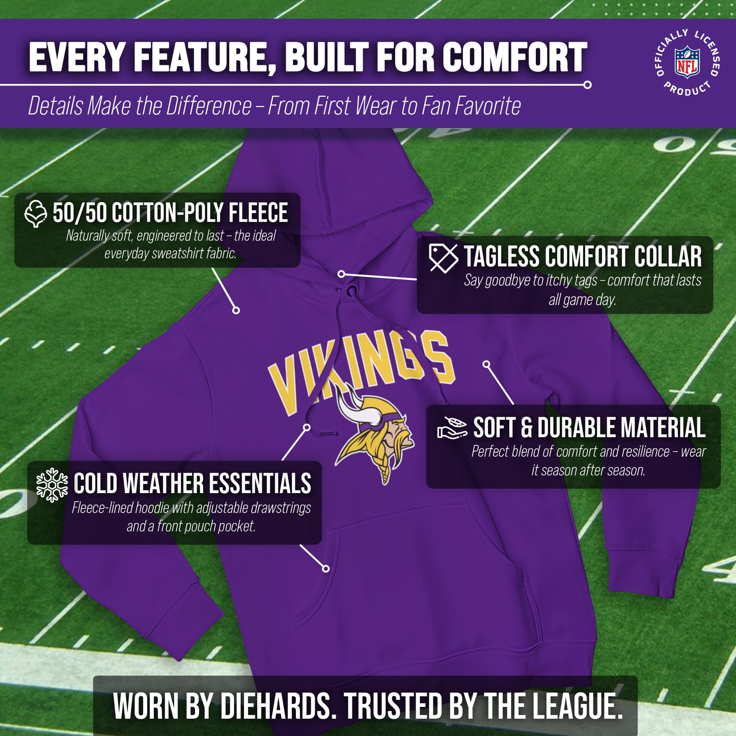 Minnesota Vikings NFL Home Team Hoodie - Purple
