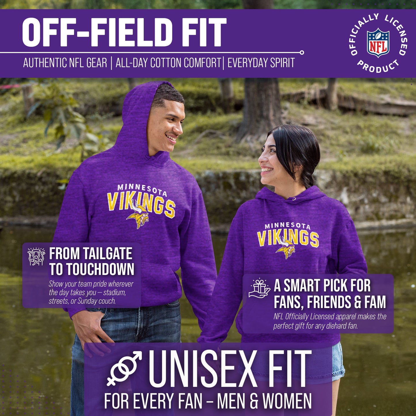 Minnesota Vikings NFL Adult Unisex Starting Fresh Ultra Soft Fleece Hooded Sweatshirt - Purple