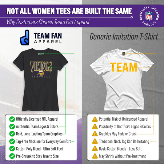 Minnesota Vikings NFL Womens Overtime Blueprint Tag-Less T-Shirt - Black