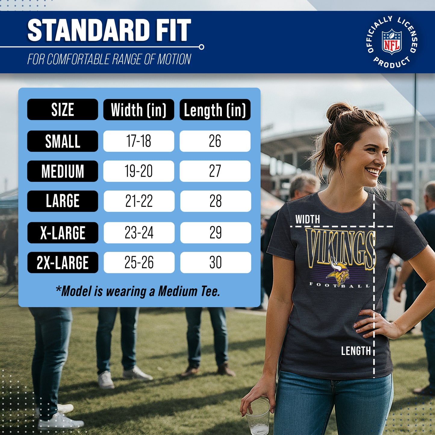 Minnesota Vikings NFL Womens Overtime Blueprint Tag-Less T-Shirt - Black