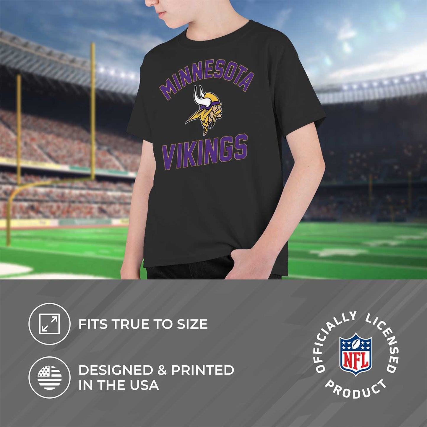 Minnesota Vikings NFL Youth Gameday Football T-Shirt - Black