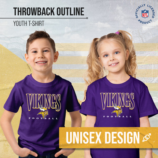 Minnesota Vikings NFL Youth Overtime Blueprint Football T-Shirt Unisex Tag Free Comfortable - Purple