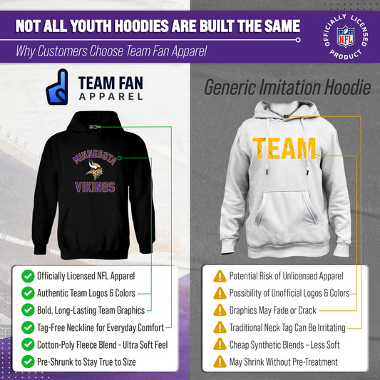 Minnesota Vikings NFL Youth Gameday Hooded Sweatshirt - Black