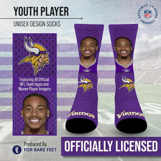 Minnesota Vikings NFL Youth Roster Player Crew Socks - Purple