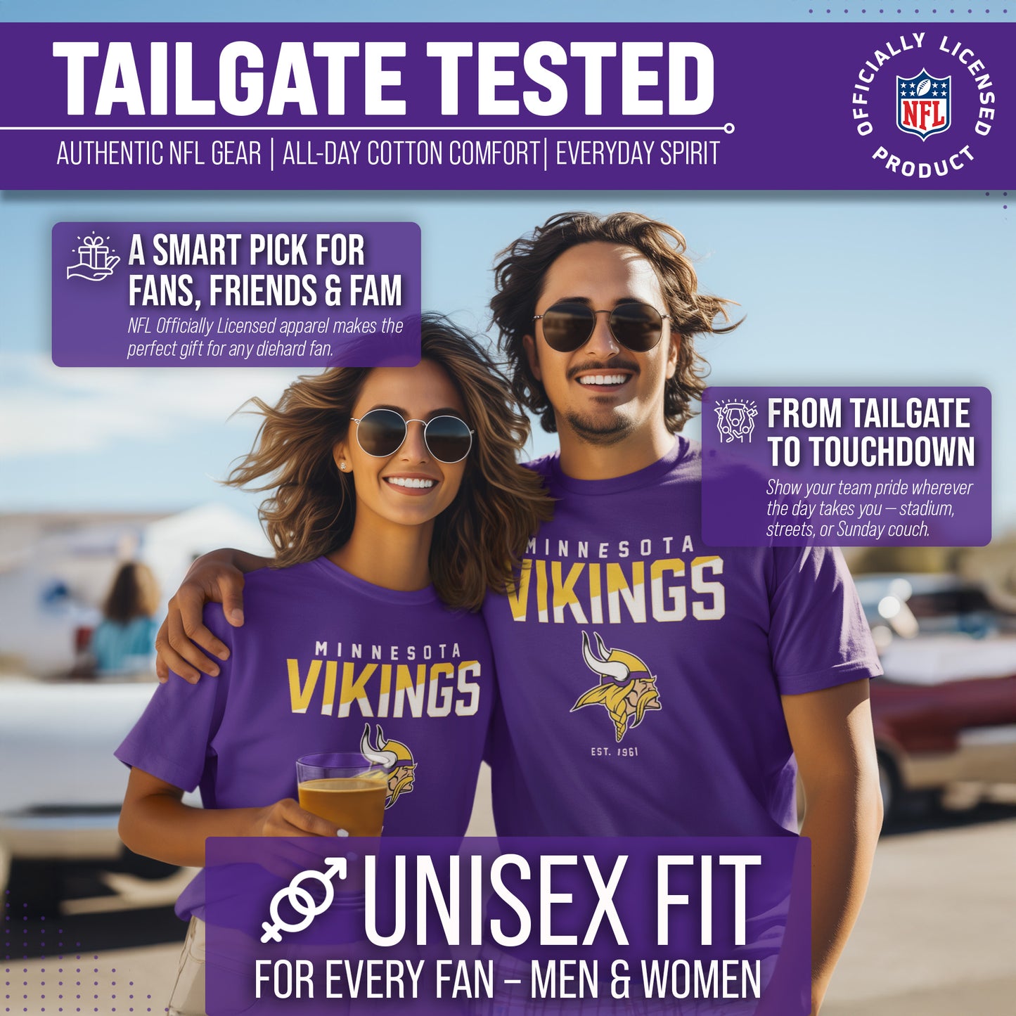 Minnesota Vikings Adult NFL Diagonal Fade Color Block T-Shirt - Purple