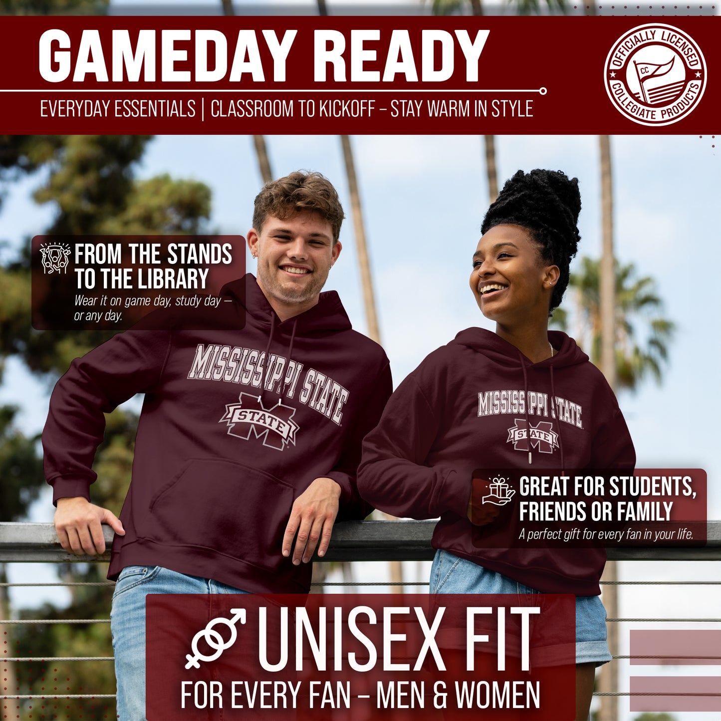 Mississippi State Bulldogs Adult Arch & Logo Soft Style Gameday Hooded Sweatshirt - Team Color