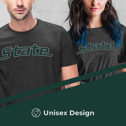 Michigan State Spartans Campus Colors NCAA Adult Cotton Blend Charcoal Tagless T-Shirt - Charcoal