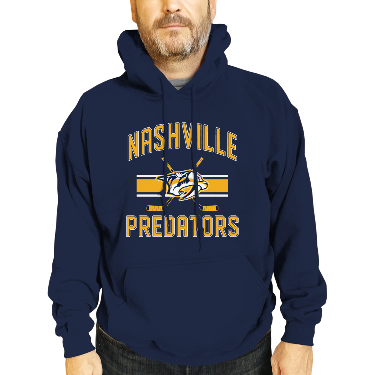 Nashville Predators Adult NHL Face Off Hockey Fleece Hooded Sweatshirt - Navy