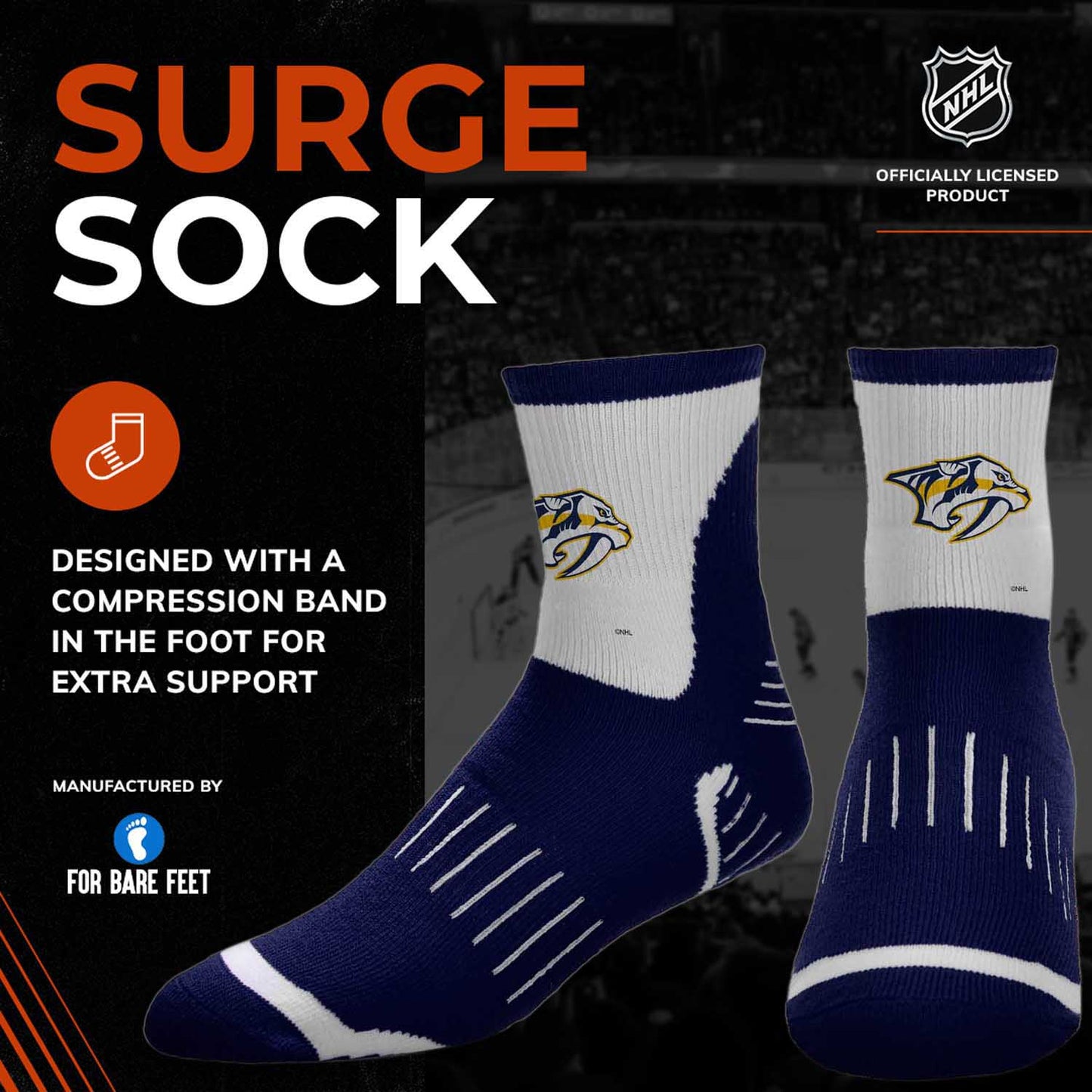 Nashville Predators NHL Youth Surge Socks - Navy
