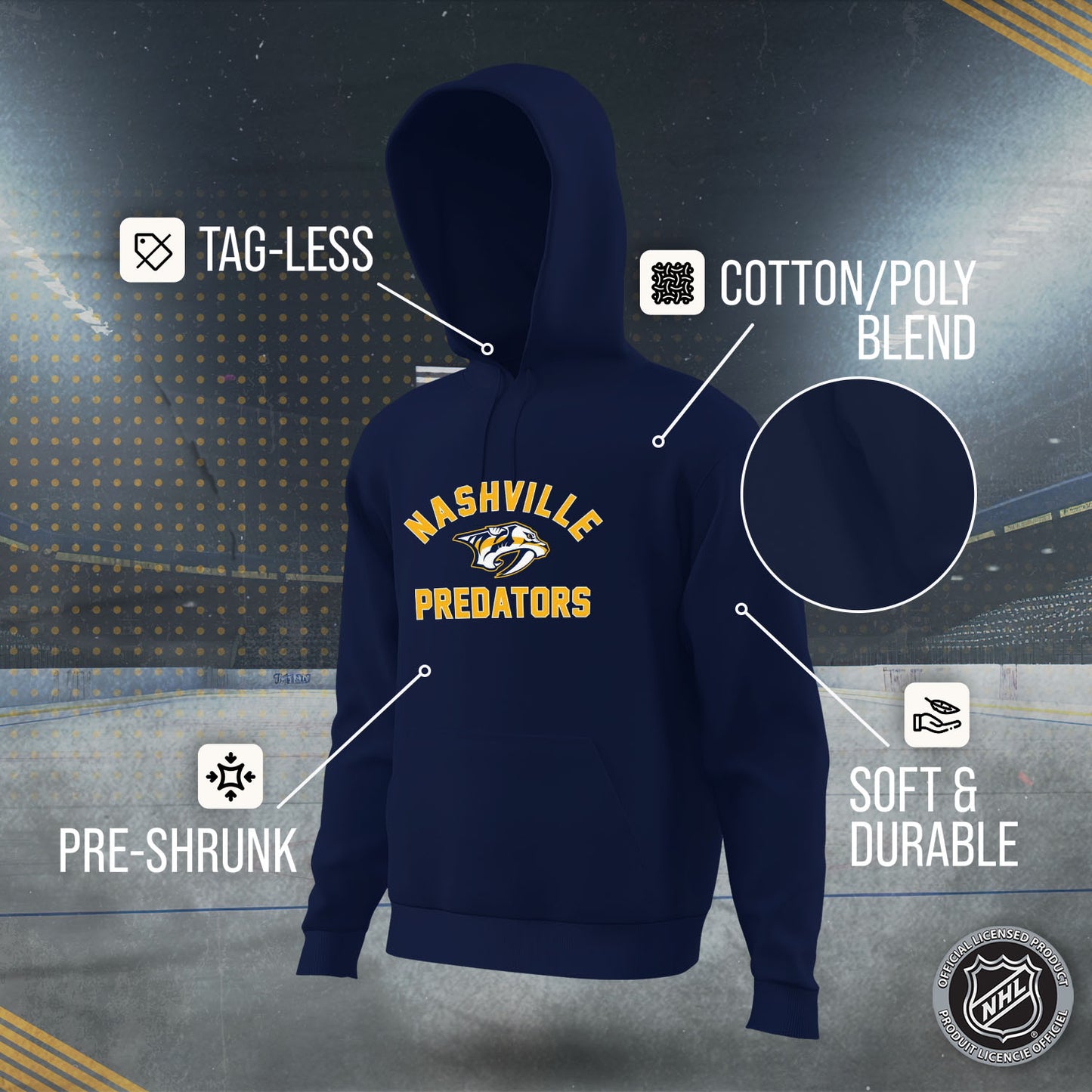 Nashville Predators Adult NHL Gameday Hooded Sweatshirt - Navy