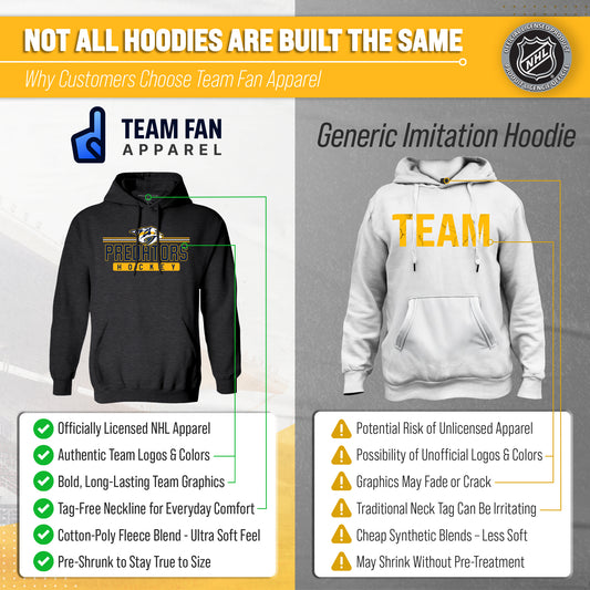 Nashville Predators NHL Adult Heather Charcoal True Fan Hooded Sweatshirt Unisex - Charcoal