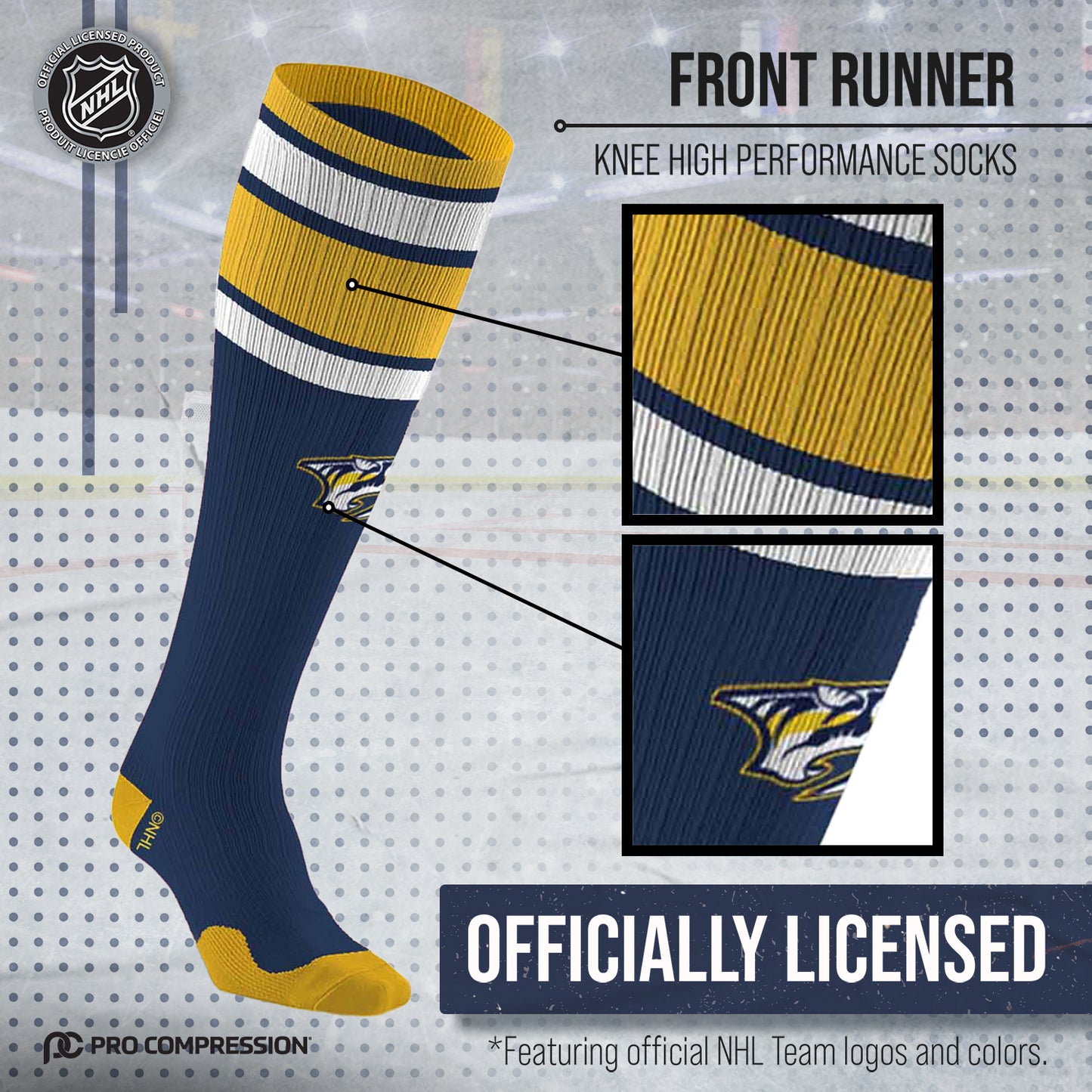 Nashville Predators NHL Adult Knee High-Performance Socks - Navy