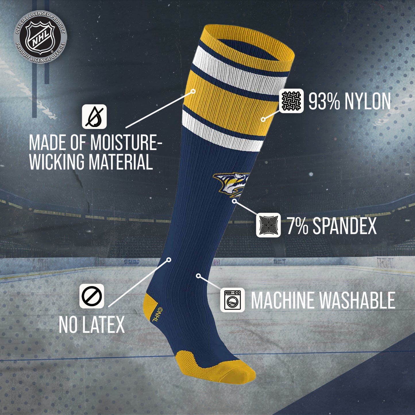 Nashville Predators NHL Adult Knee High-Performance Socks - Navy