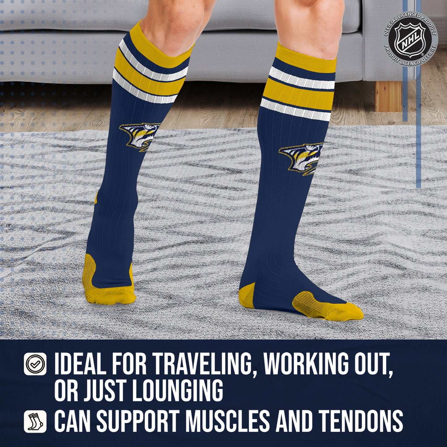 Nashville Predators NHL Adult Knee High-Performance Socks - Navy