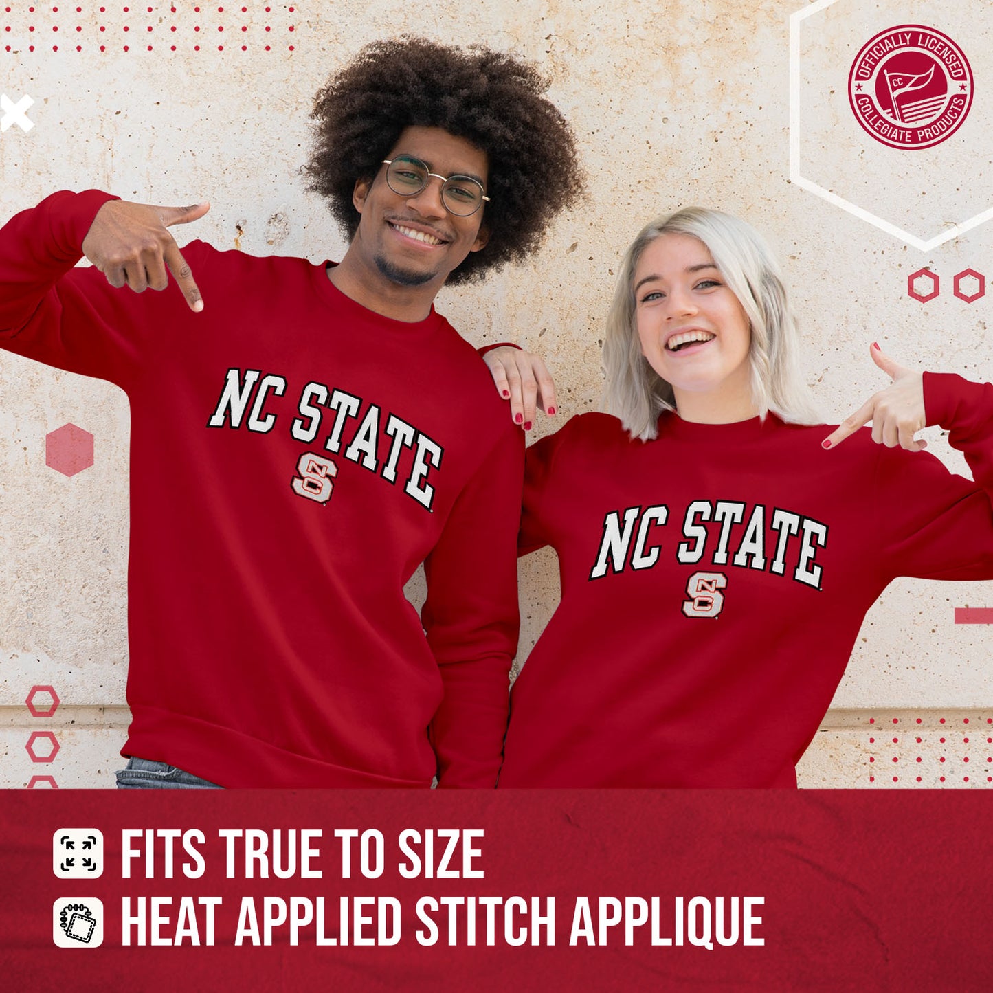 NC State Wolfpack NCAA Adult Tackle Twill Crewneck Sweatshirt - Red