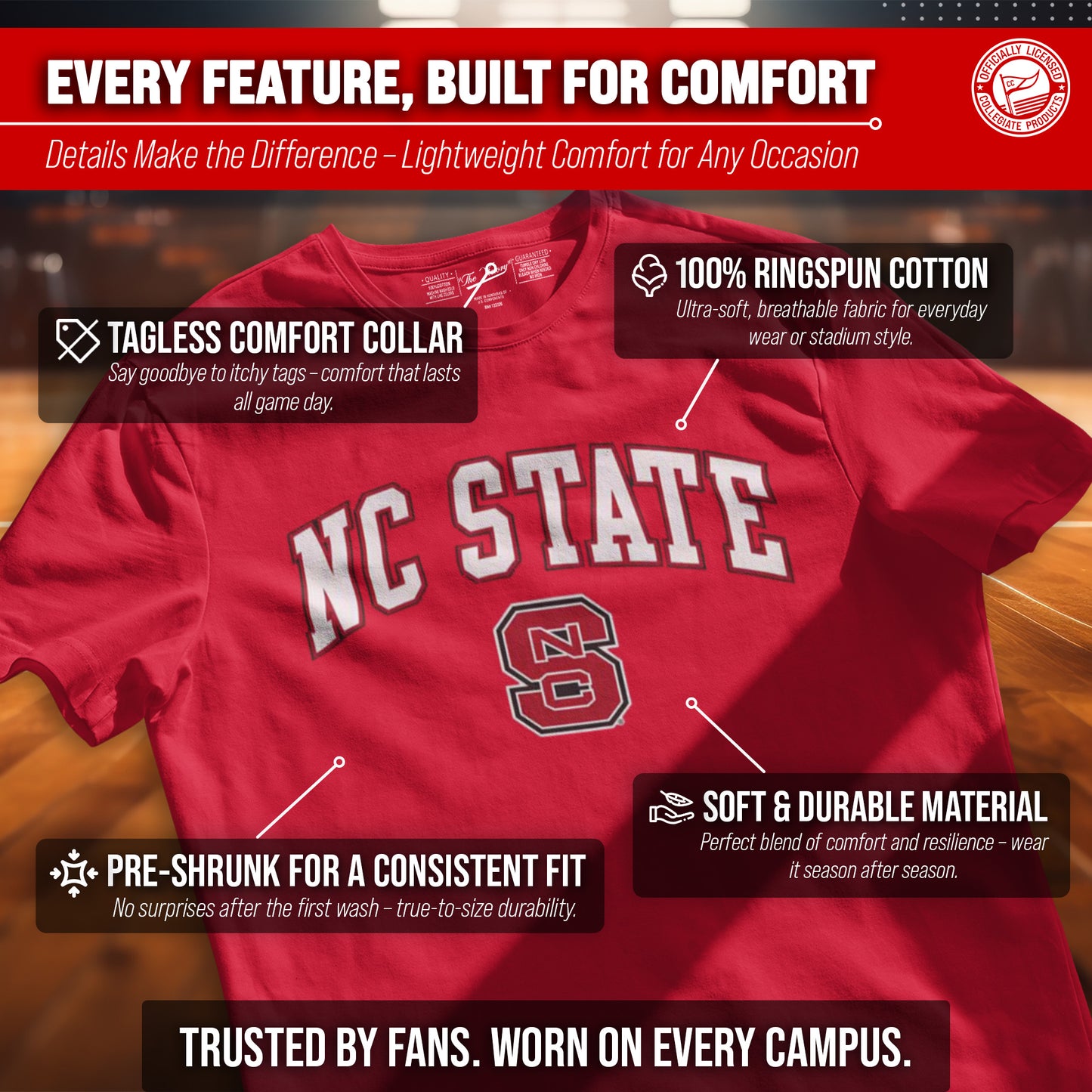 NC State Wolfpack NCAA Adult Gameday Cotton T-Shirt - Red