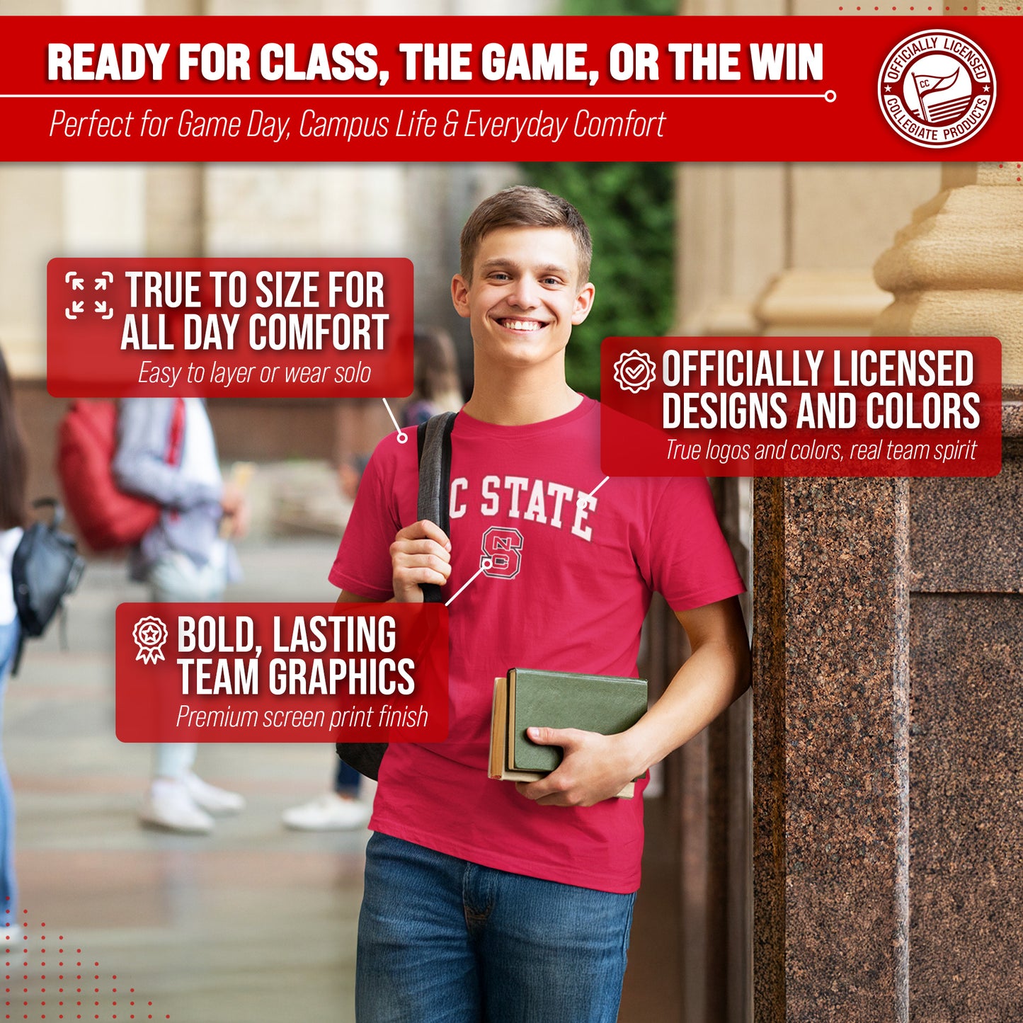 NC State Wolfpack NCAA Adult Gameday Cotton T-Shirt - Red