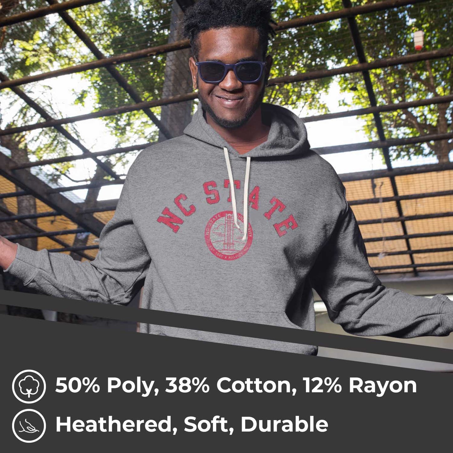 NC State Wolfpack College Gray University Seal Hooded Sweatshirt - Gray