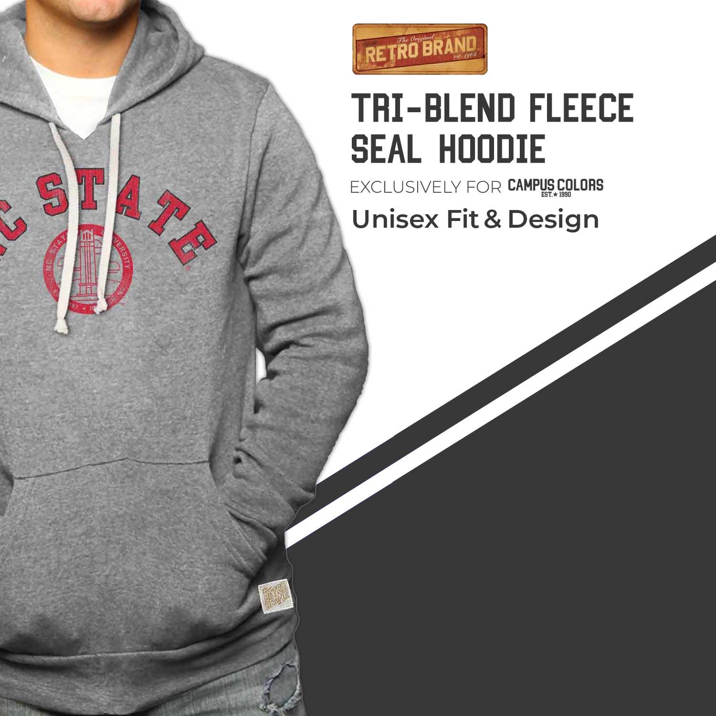 NC State Wolfpack College Gray University Seal Hooded Sweatshirt - Gray