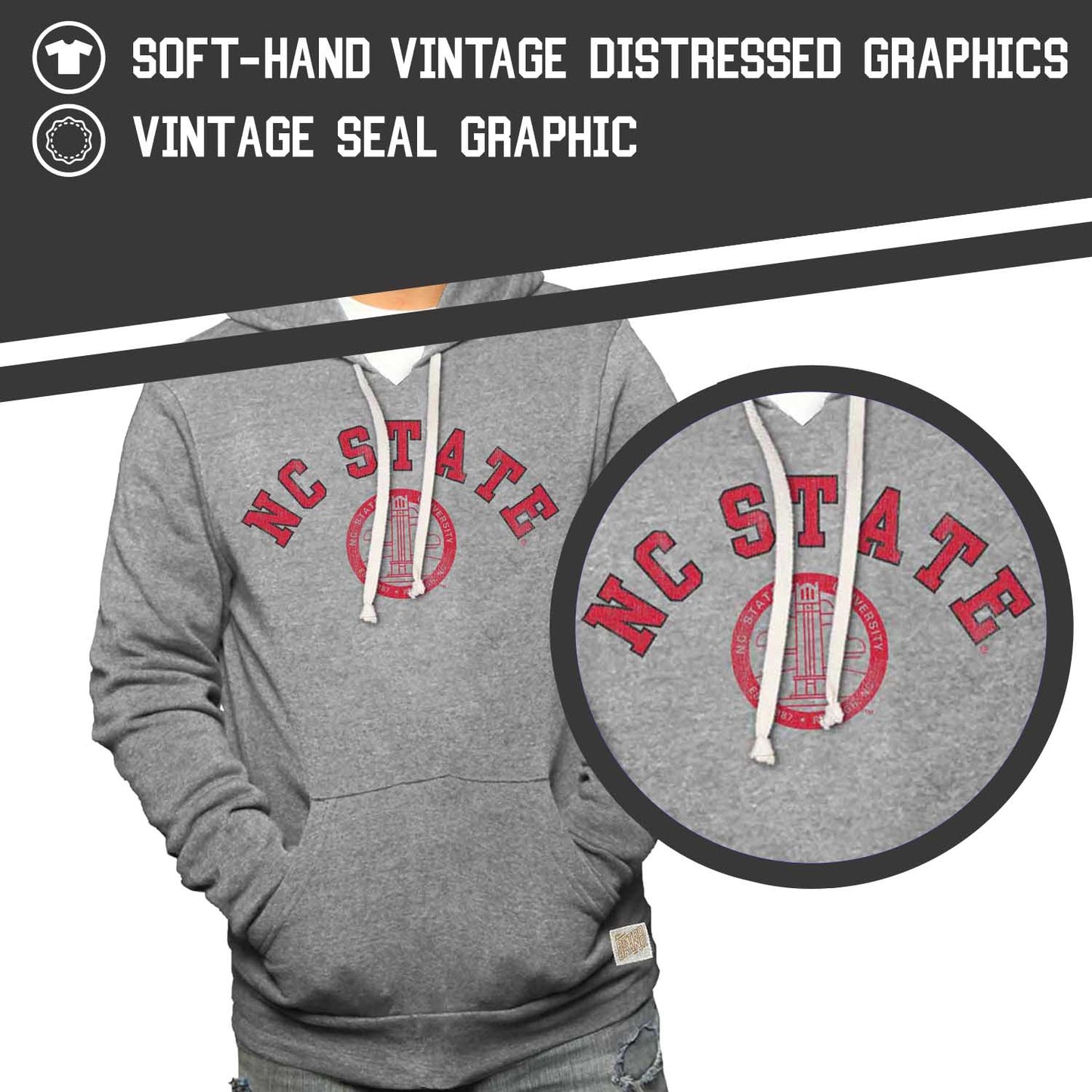 NC State Wolfpack College Gray University Seal Hooded Sweatshirt - Gray