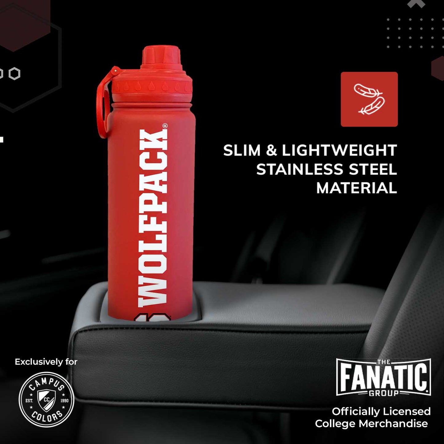 NC State Wolfpack NCAA Stainless Steel Water Bottle - Red