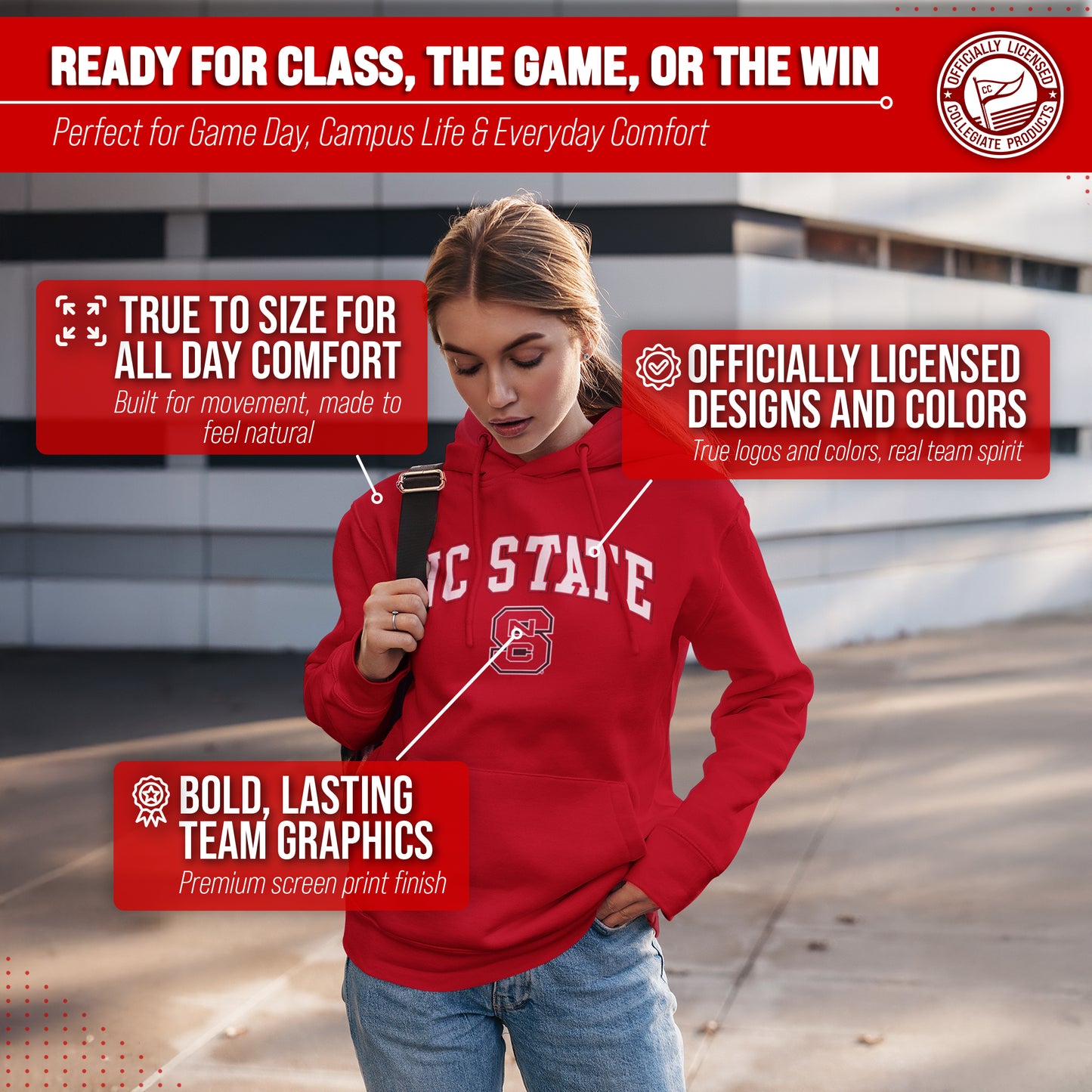 NC State Wolfpack Adult Arch & Logo Soft Style Gameday Hooded Sweatshirt - Red