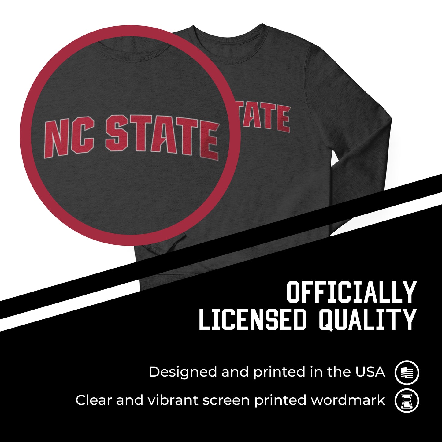 NC State Wolfpack NCAA Adult Charcoal Crewneck Fleece Sweatshirt - Charcoal