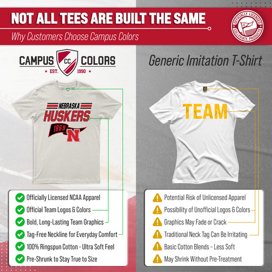 Nebraska Cornhuskers NCAA Adult Unisex Varsity Club Pennant T-Shirt Tag-Less - Off White