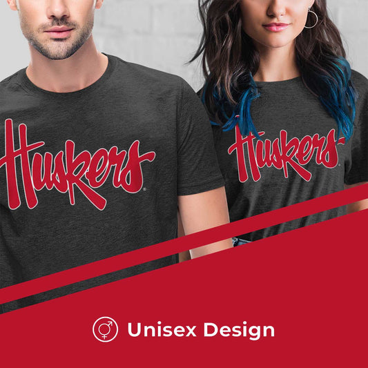 Nebraska Cornhuskers Campus Colors NCAA Adult Cotton Blend Charcoal Tagless T-Shirt - Charcoal