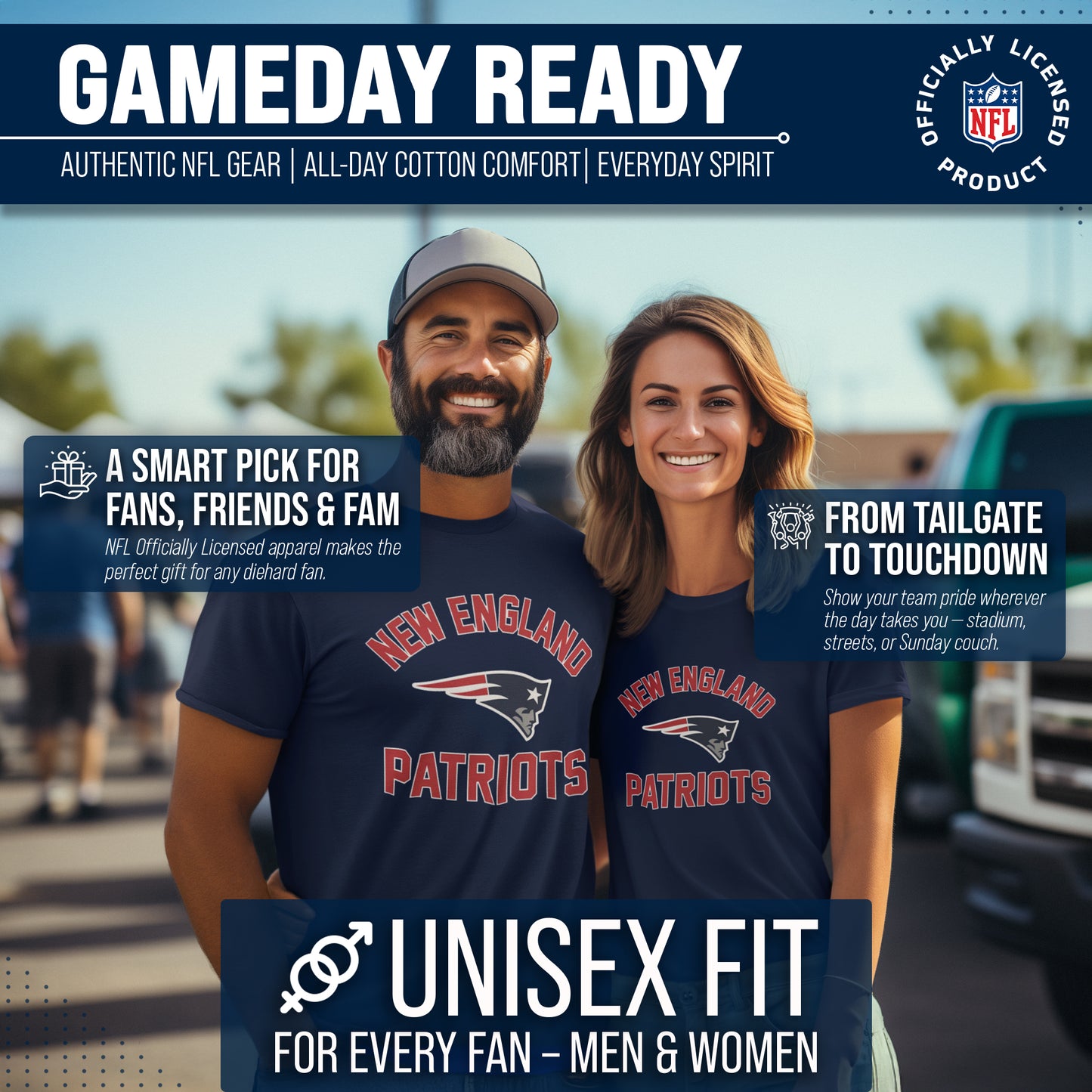 New England Patriots NFL Adult Gameday T-Shirt - Navy