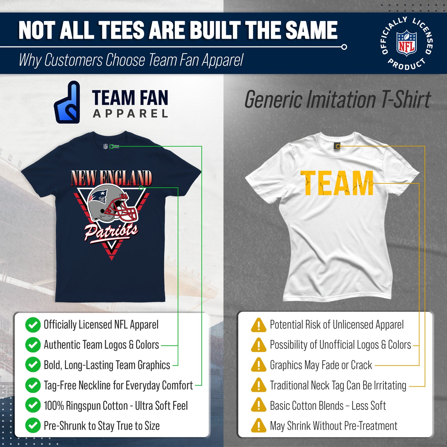 New England Patriots NFL Adult Retro Triangle Unisex T-Shirt - Navy