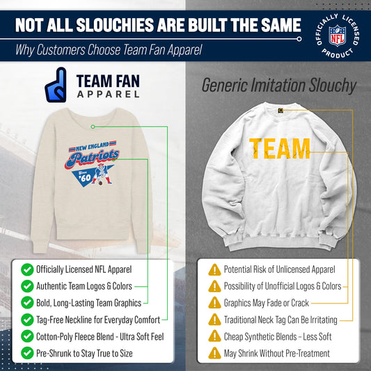 New England Patriots NFL Womens Vintage Charm Slouchy Crewneck - Birch