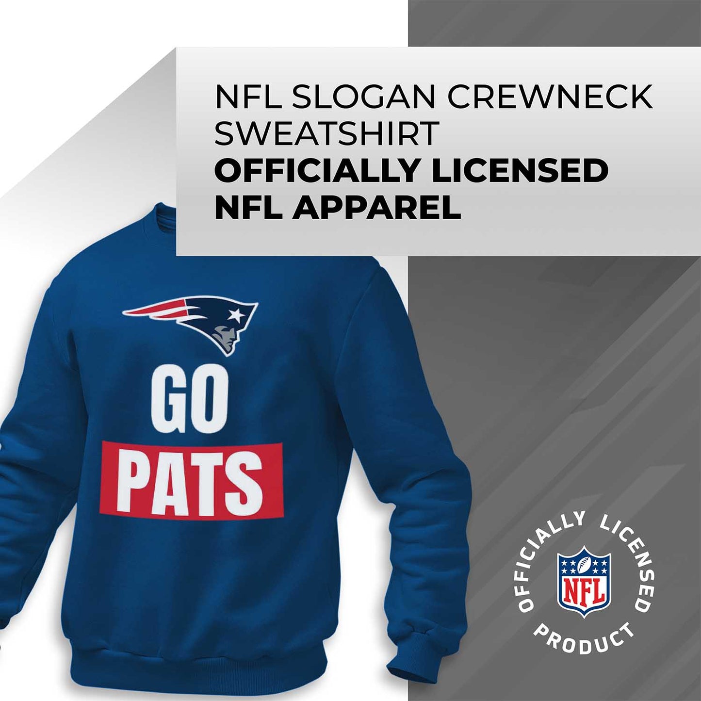 New England Patriots NFL Adult Slogan Crewneck Sweatshirt - Navy