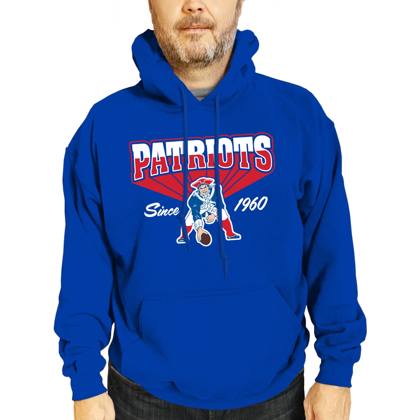 New England Patriots NFL Adult Unisex Vintage Block Ultra Soft Fleece Hooded Sweatshirt - Royal