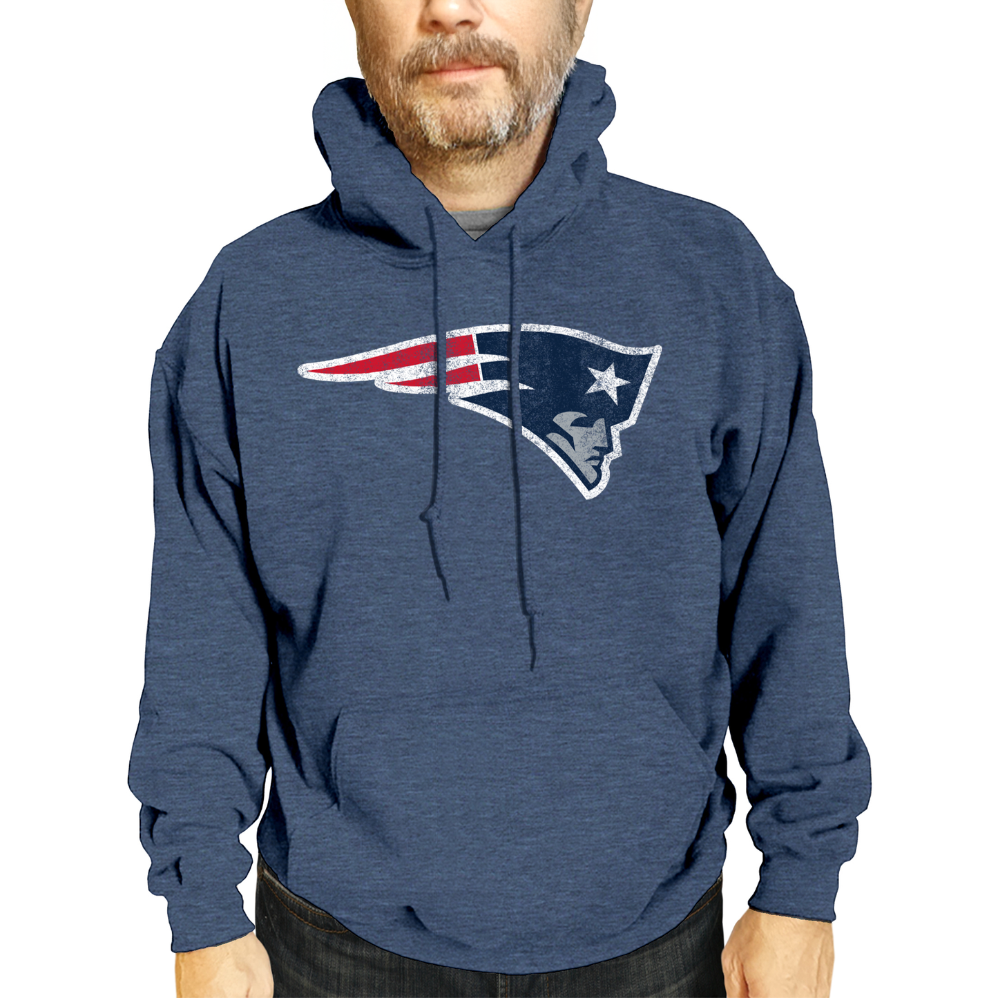 New England Patriots NFL Adult Unisex Modern Throwback Ultra Soft Fleece Hooded Sweatshirt - Navy