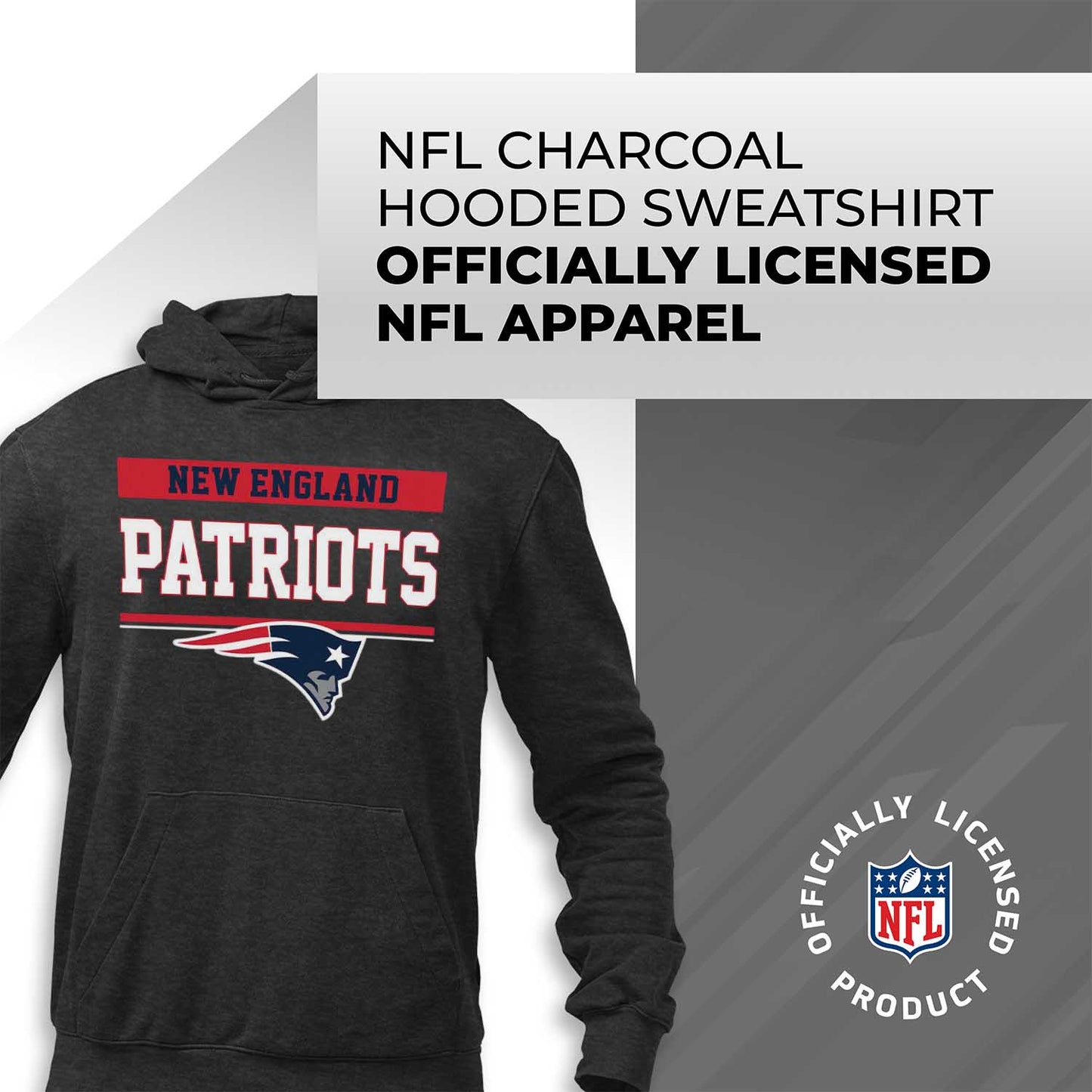 New England Patriots NFL Adult Gameday Charcoal Hooded Sweatshirt - Charcoal