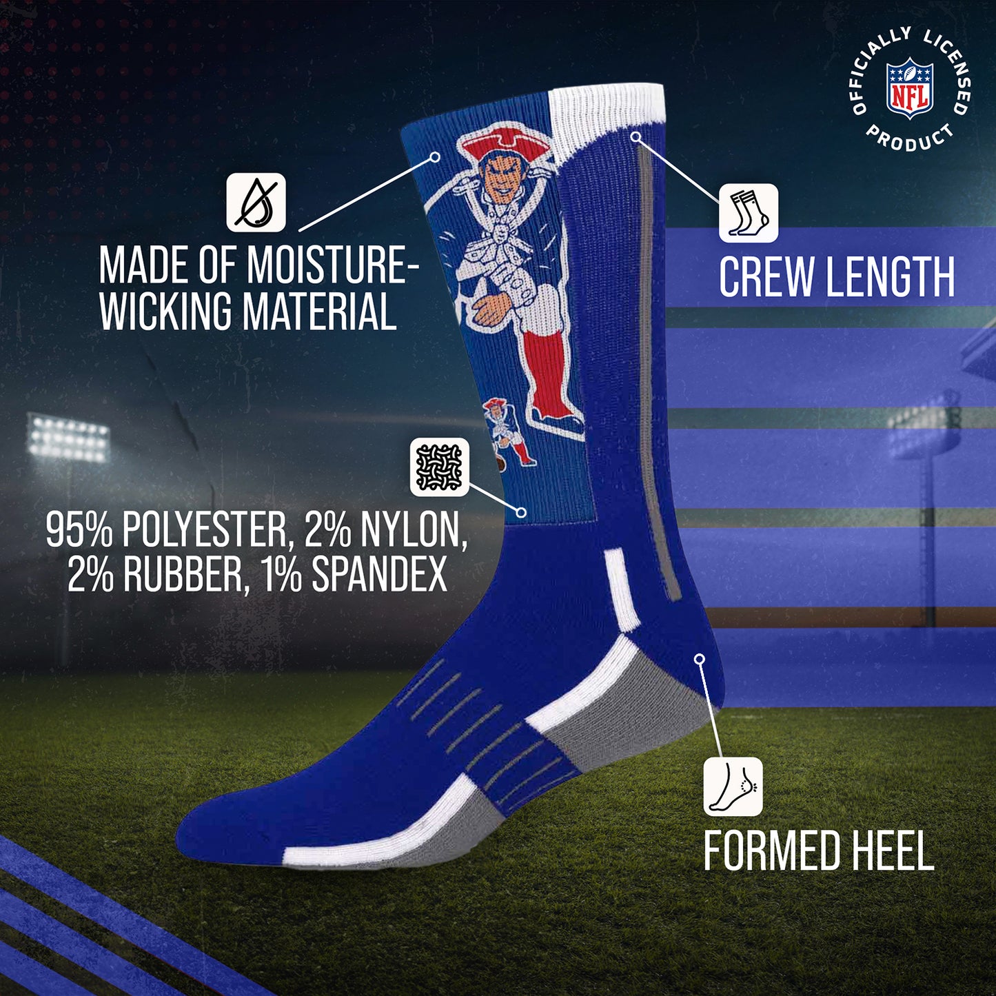 New England Patriots NFL V Curve Socks - Blue
