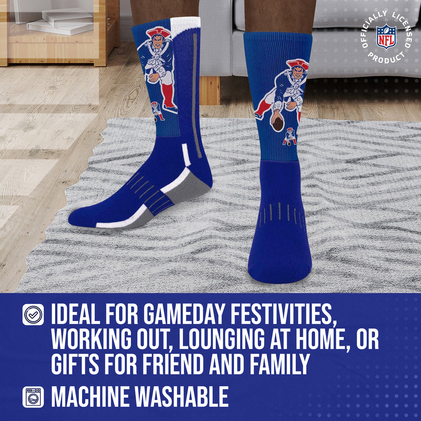 New England Patriots NFL V Curve Socks - Blue