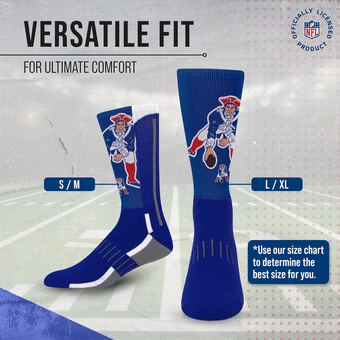New England Patriots NFL V Curve Socks - Blue