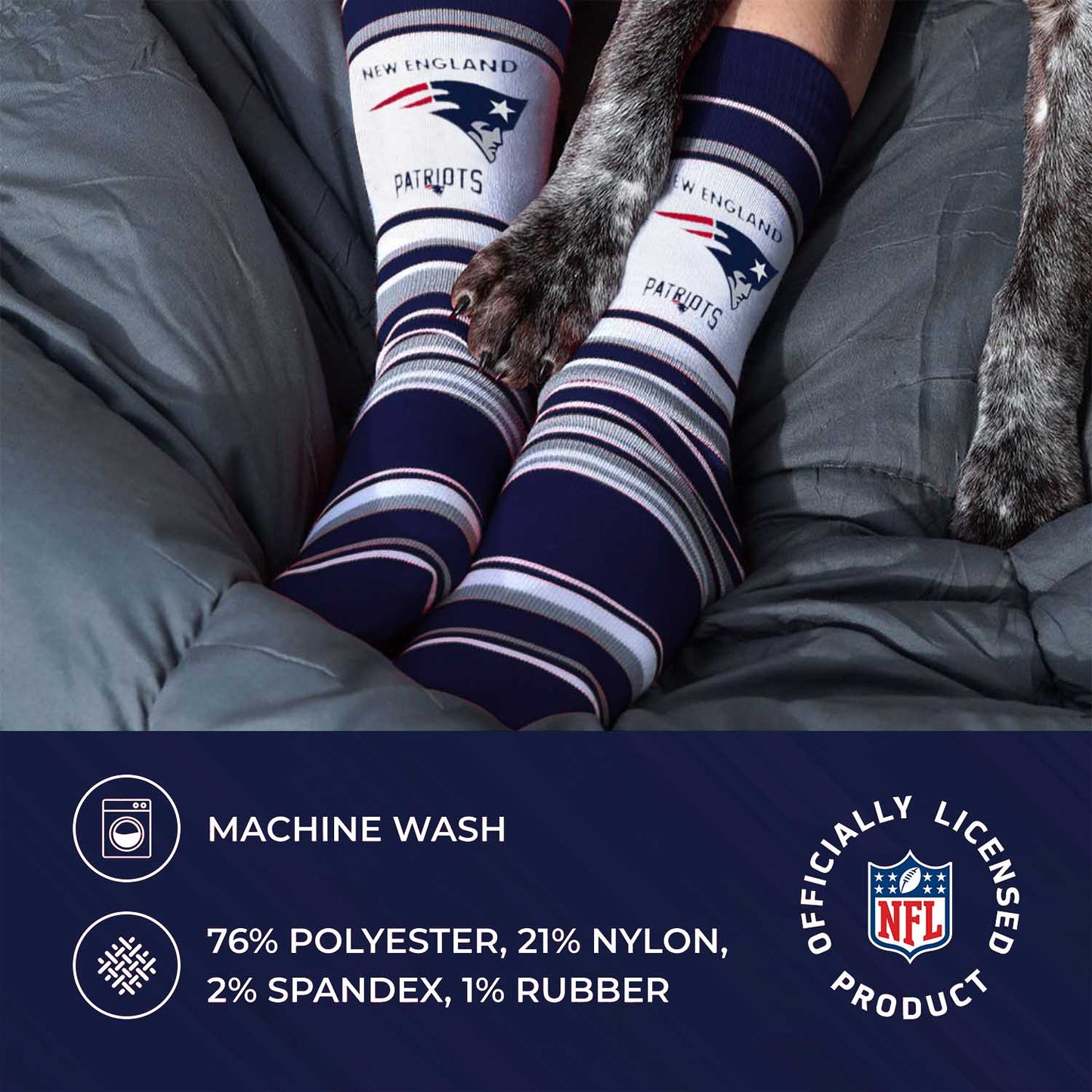 New England Patriots NFL Adult Striped Dress Socks - Navy
