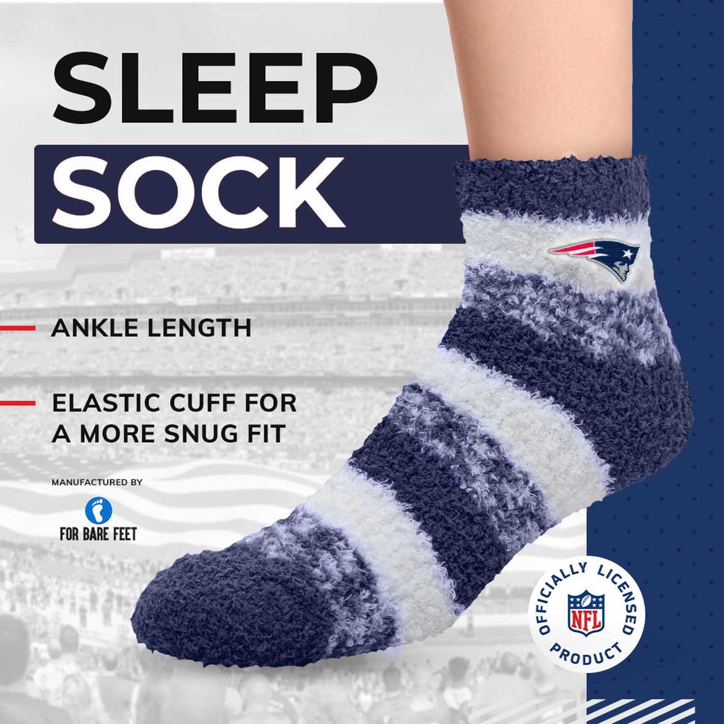 New England Patriots NFL Cozy Soft Slipper Socks - Navy