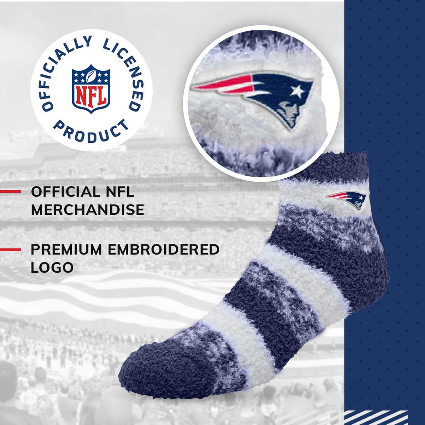 New England Patriots NFL Cozy Soft Slipper Socks - Navy