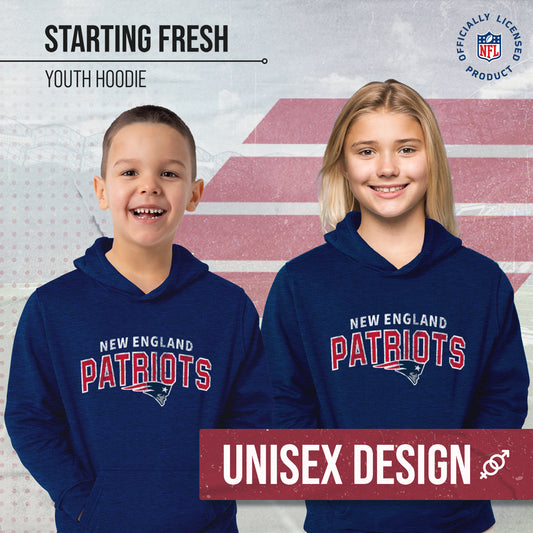 New England Patriots NFL Youth Starting Fresh Hoodie- Pro Football Sweatshirt for Boys and Girls - Navy
