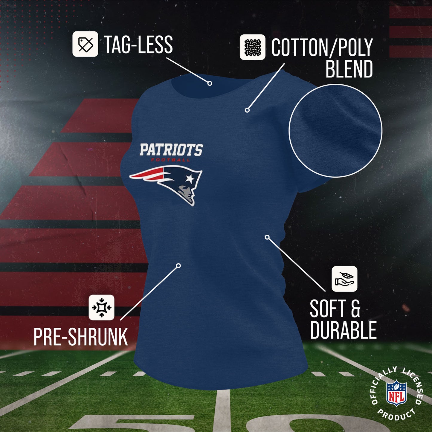 New England Patriots Women's NFL Ultimate Fan Logo Short Sleeve T-Shirt - Navy