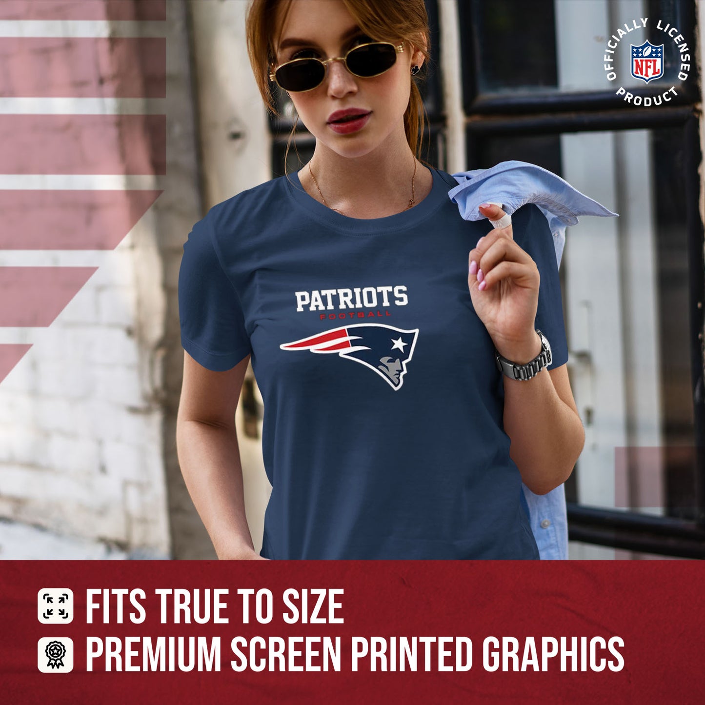 New England Patriots Women's NFL Ultimate Fan Logo Short Sleeve T-Shirt - Navy