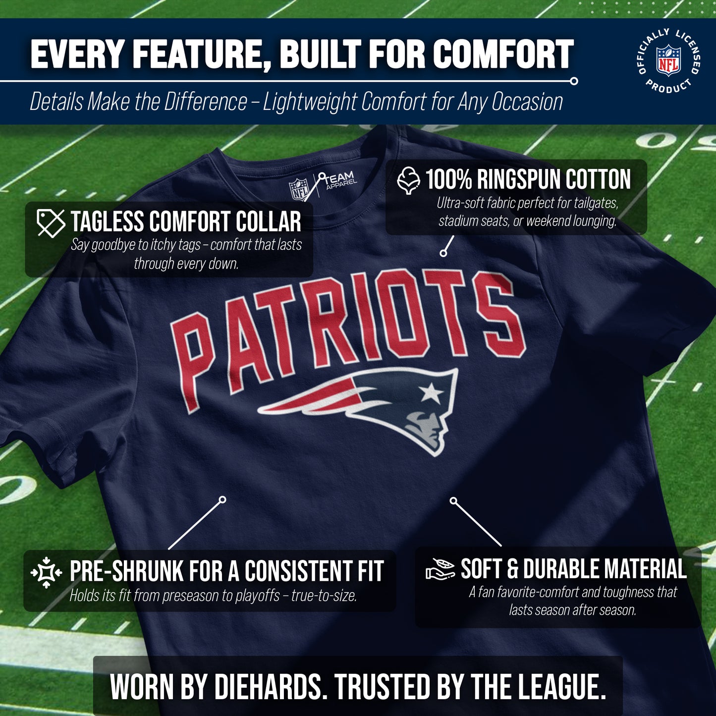 New England Patriots NFL Home Team Tee - Navy